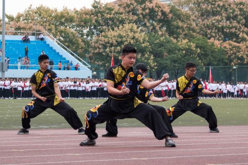 运动会开幕式上的武术表演 学通社记者【骆嘉】摄